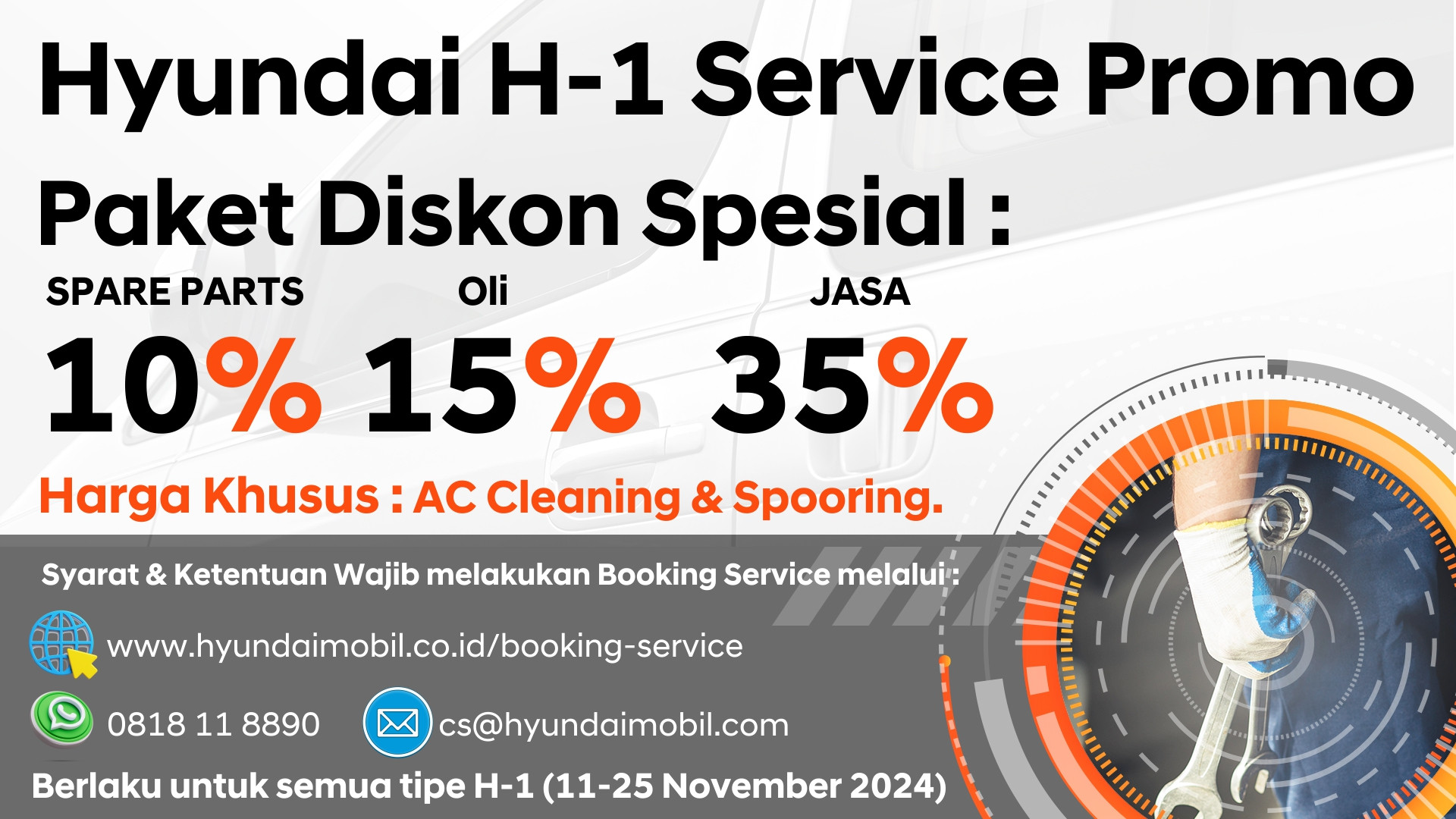 Diskon Jasa Dan Spare Parts Hyundai H-1 Periode 11-25 November 2024